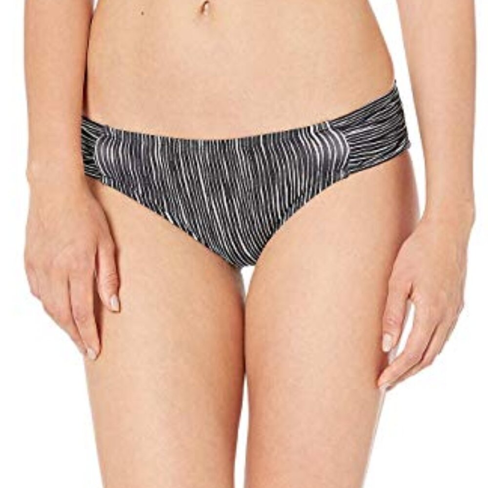 La Blanca Black & White Ripple Shirred Hipster Bikini Bottoms - Picture 1 of 10